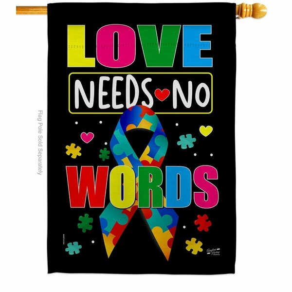 Patio Trasero 28 x 40 in. Love Need No Words Support Awareness Vertical House Flag with Double-Sided Banner PA3902059